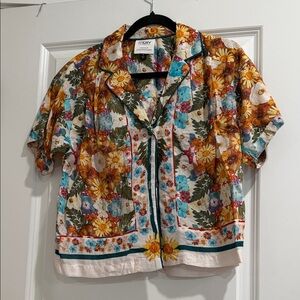 Anthropologie Floral Short Sleeve Top - Multicolor